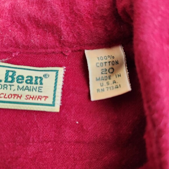 Vintage LL Bean size XL 20 Chamois Red Flannel Long Sleeve Shirt Made USA - Picture 9 of 11